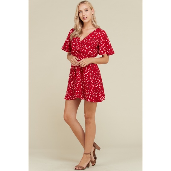 Red Flutter Sleeve Dress - Picture 5 of 5